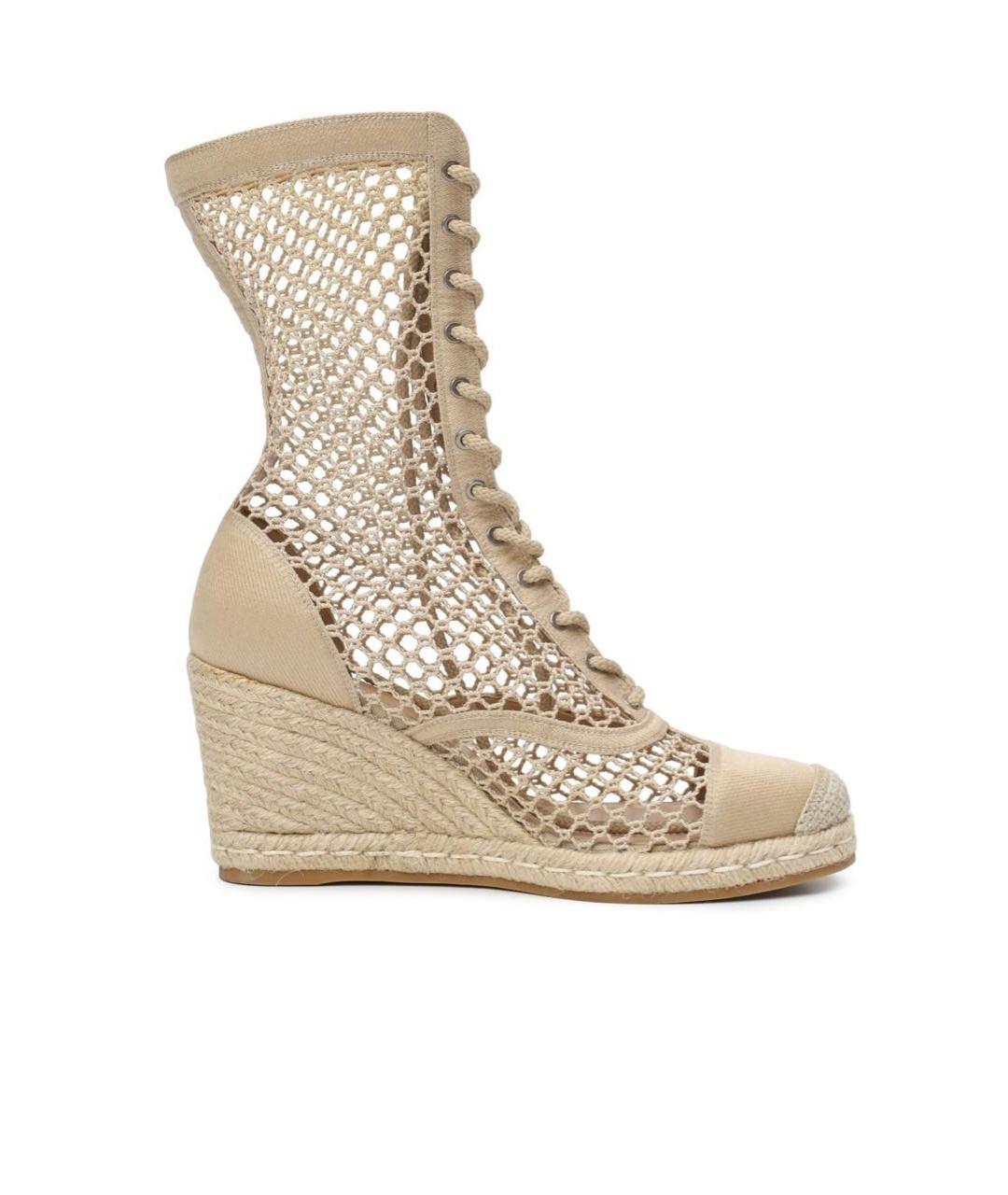 CHRISTIAN DIOR Бежевые замшевые полусапоги, фото 3