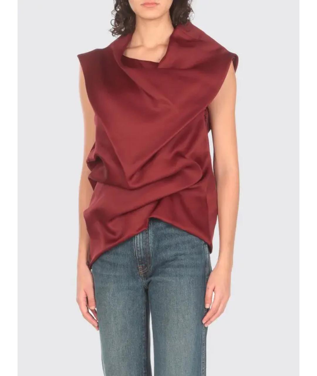 KHAITE Бордовая шелковая блузы, фото 3