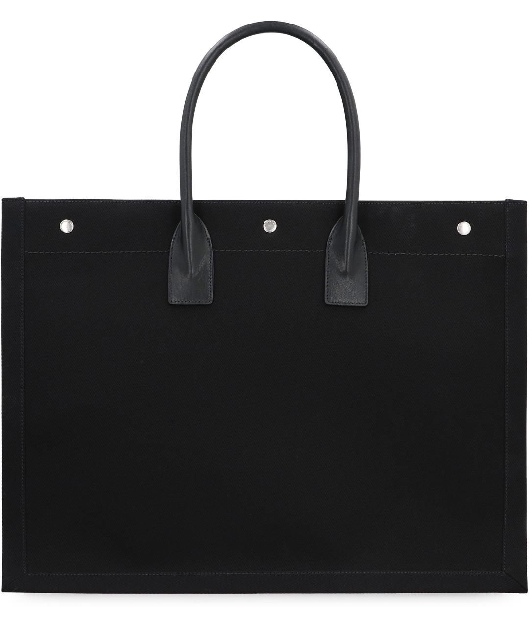 SAINT LAURENT Черная тканевая сумка тоут, фото 4