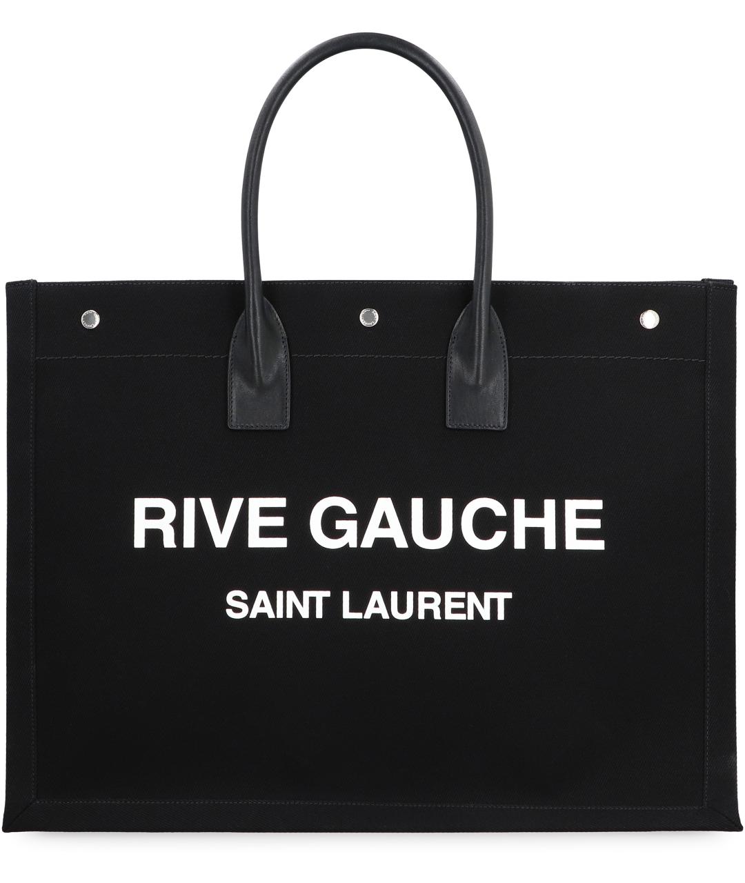 SAINT LAURENT Черная тканевая сумка тоут, фото 2