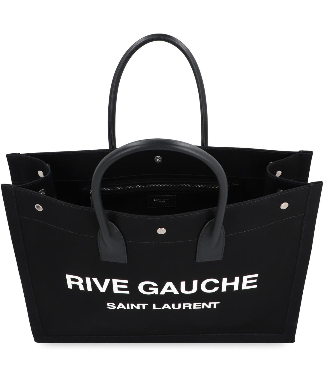 SAINT LAURENT Черная тканевая сумка тоут, фото 5