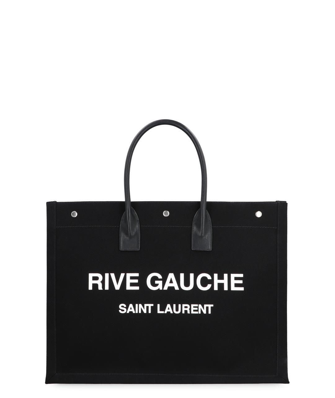 SAINT LAURENT Черная тканевая сумка тоут, фото 1