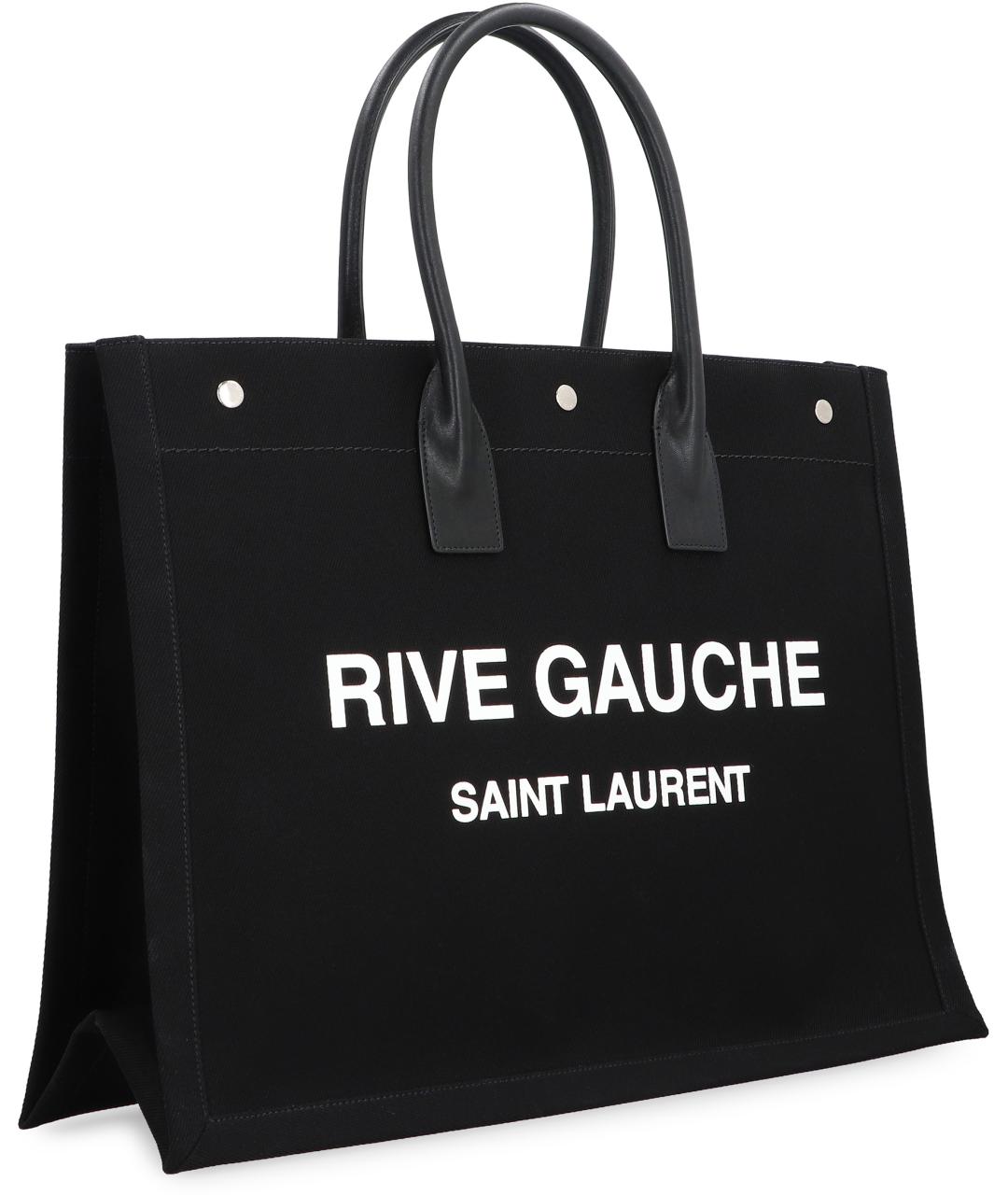 SAINT LAURENT Черная тканевая сумка тоут, фото 3