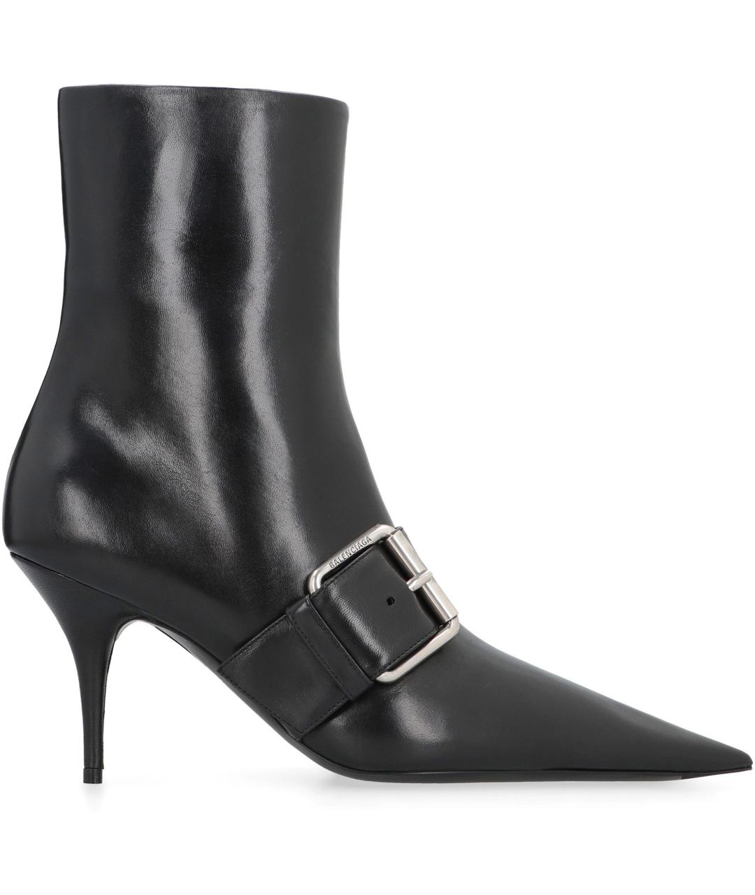 BALENCIAGA Черные кожаные ботильоны, фото 1