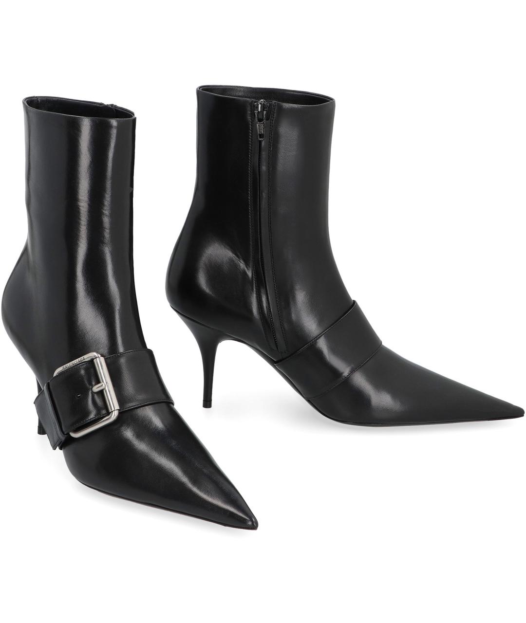BALENCIAGA Черные кожаные ботильоны, фото 2