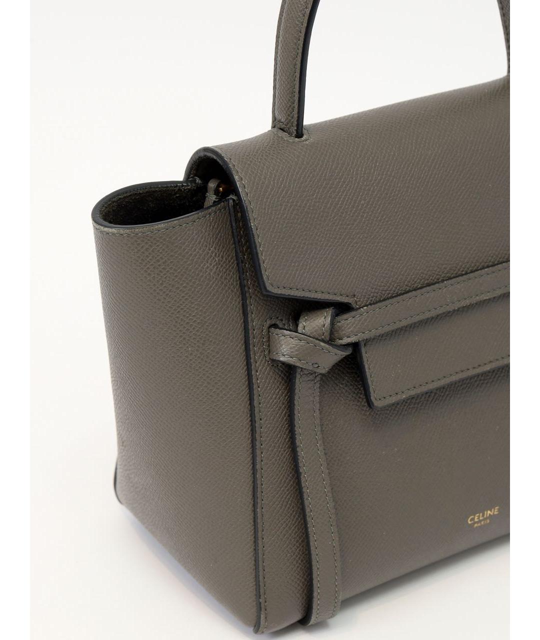 CELINE Антрацитовая кожаная сумка через плечо, фото 6