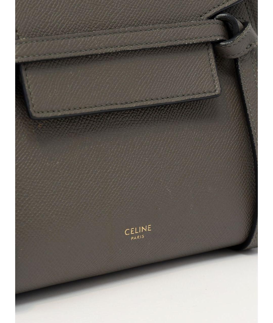 CELINE Антрацитовая кожаная сумка через плечо, фото 5