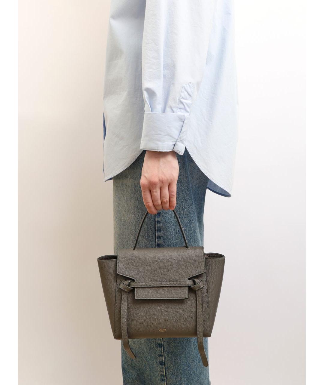 CELINE Антрацитовая кожаная сумка через плечо, фото 2