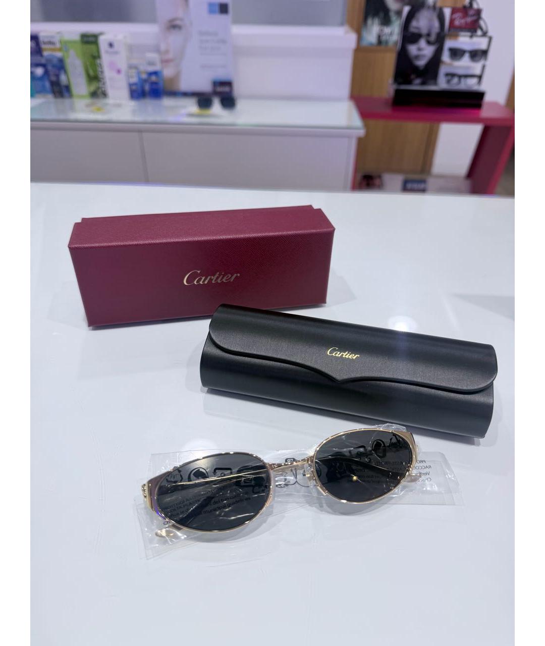 CARTIER Черные металлические солнцезащитные очки, фото 6