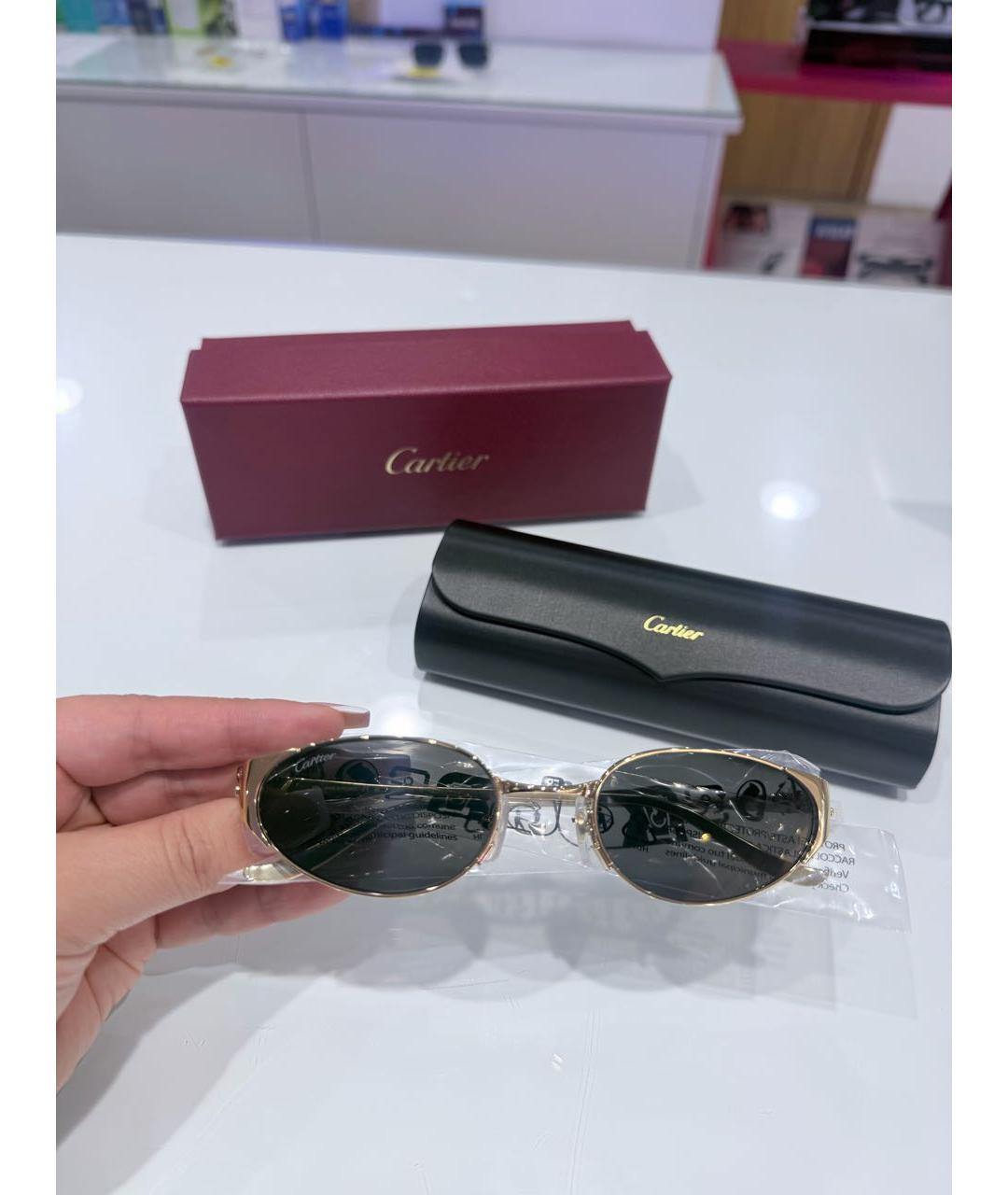 CARTIER Черные металлические солнцезащитные очки, фото 7