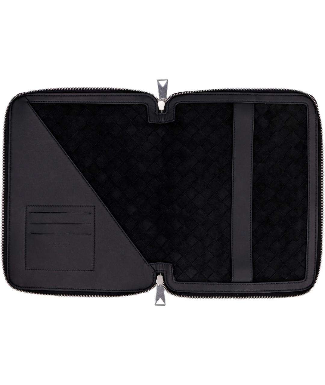 BOTTEGA VENETA Черная кожаная папка для документов, фото 4