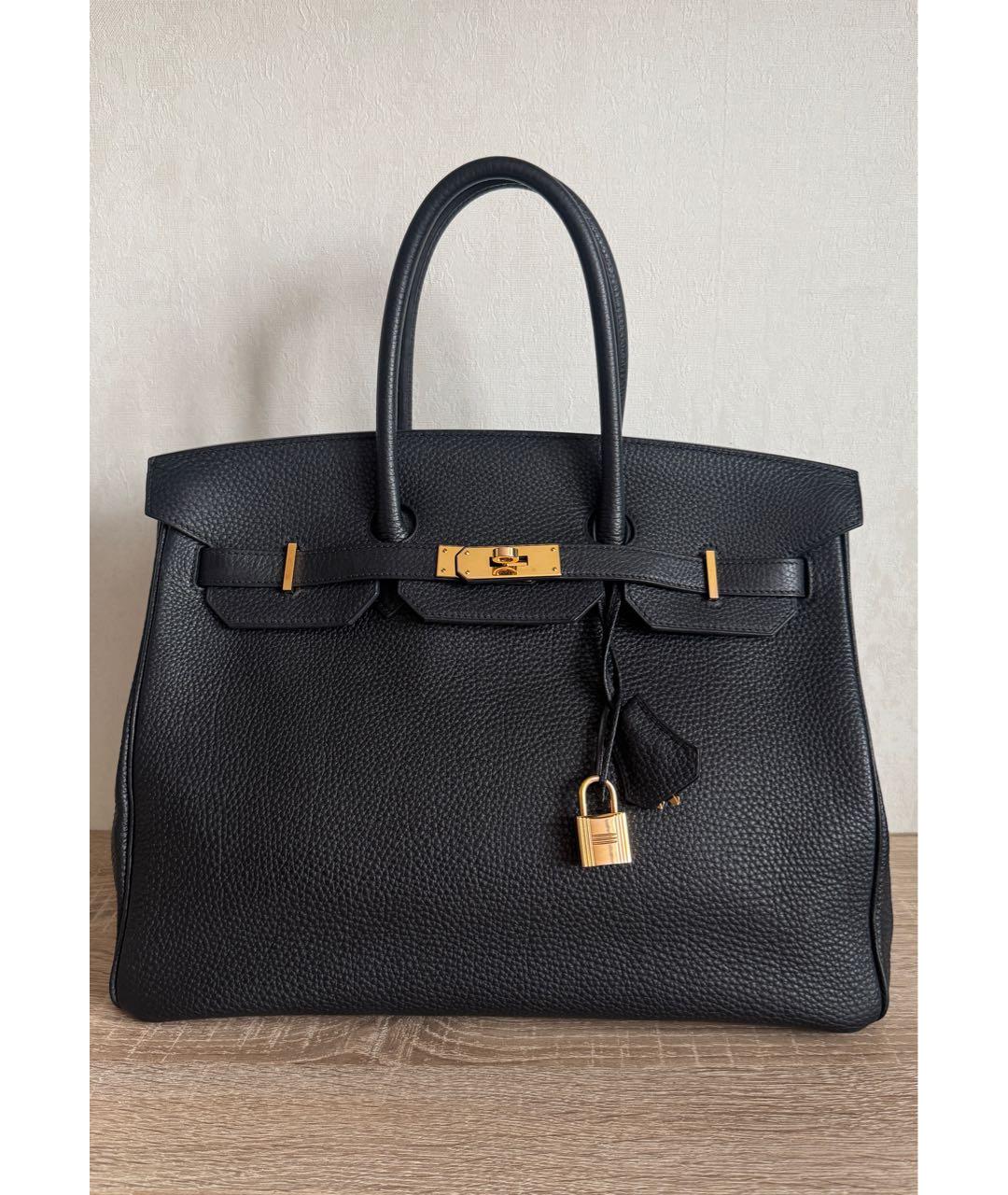 HERMES Черная кожаная сумка с короткими ручками, фото 9