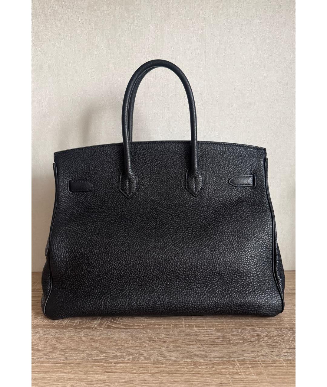 HERMES Черная кожаная сумка с короткими ручками, фото 2