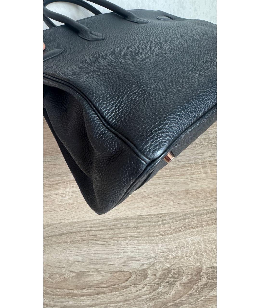 HERMES Черная кожаная сумка с короткими ручками, фото 7