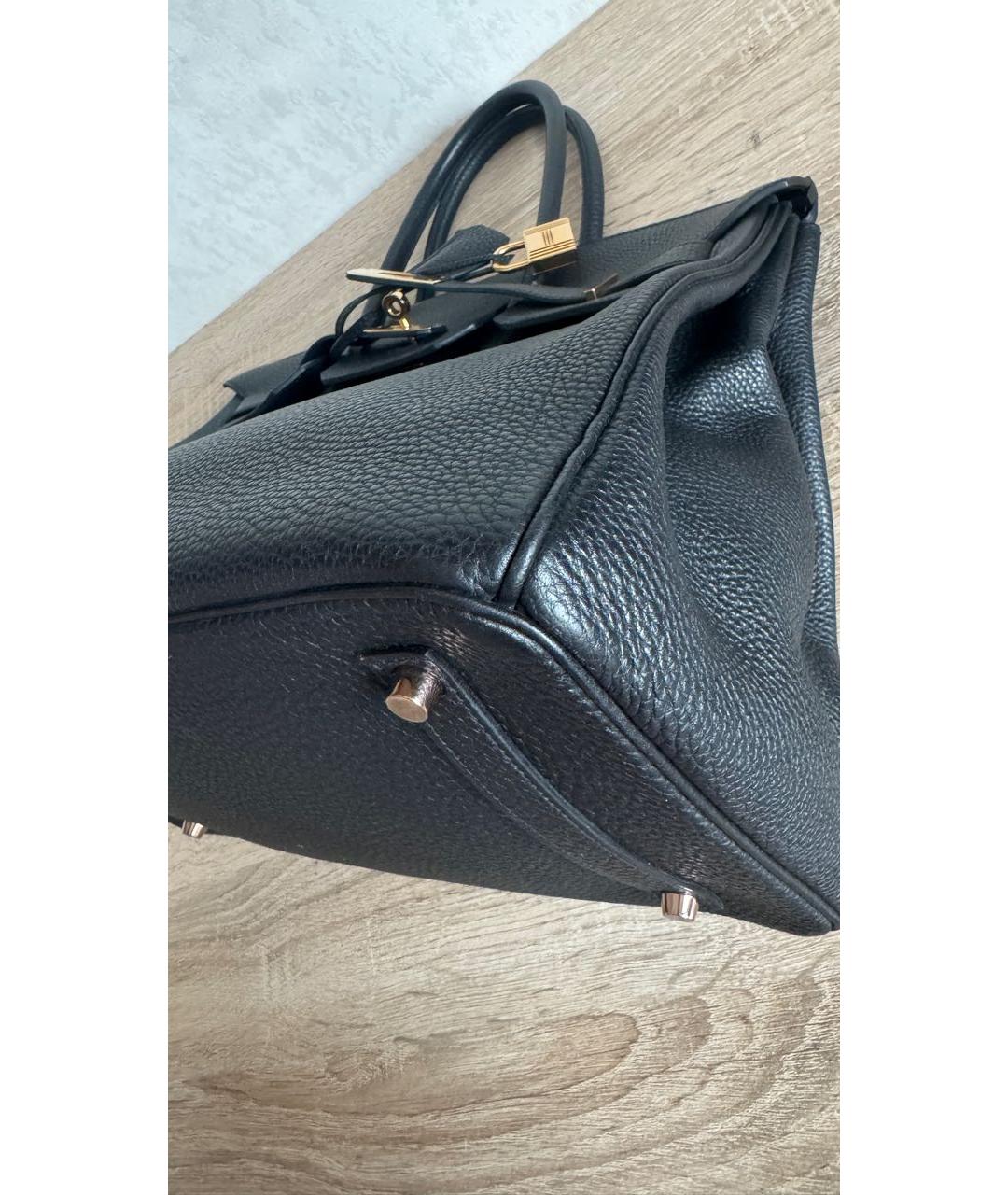 HERMES Черная кожаная сумка с короткими ручками, фото 5