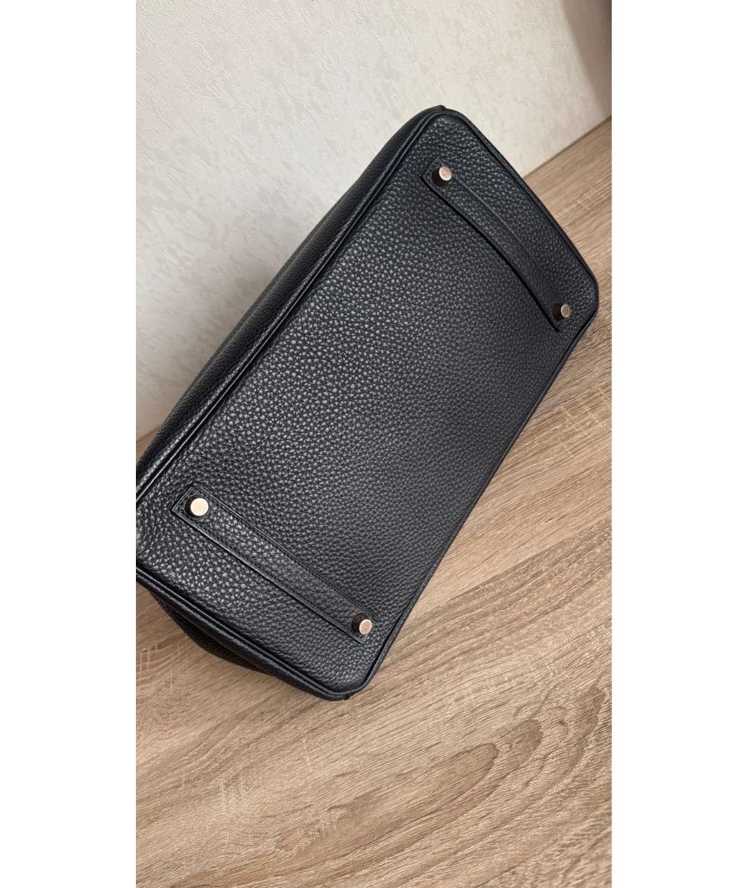 HERMES Черная кожаная сумка с короткими ручками, фото 8