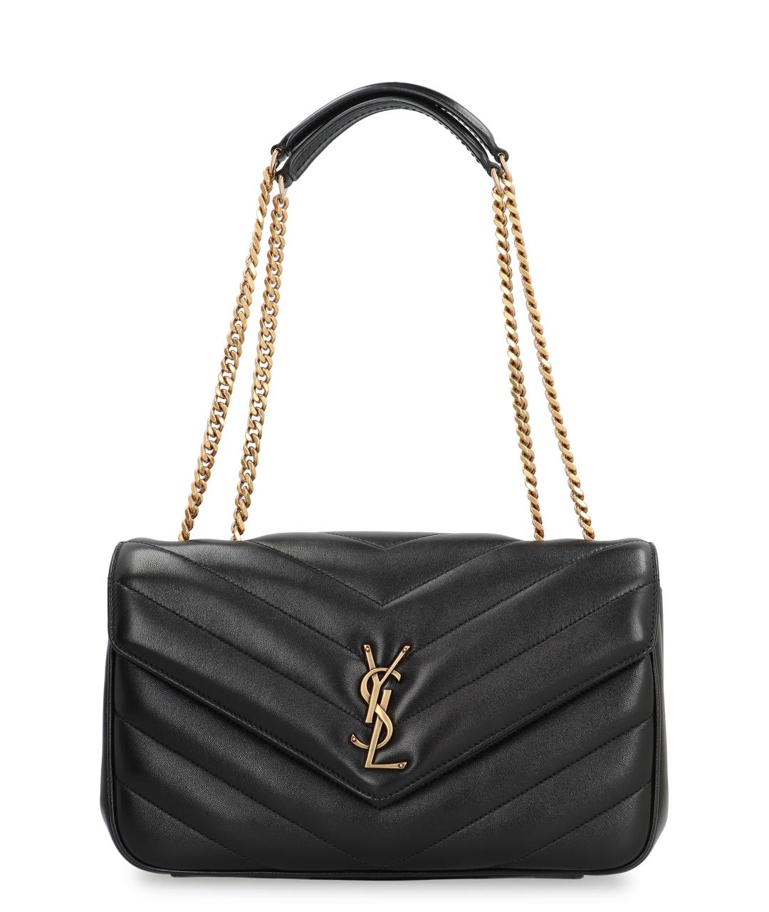 SAINT LAURENT Черная кожаная сумка через плечо, фото 1