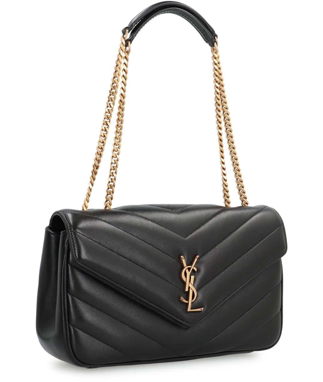 SAINT LAURENT Черная кожаная сумка через плечо, фото 2