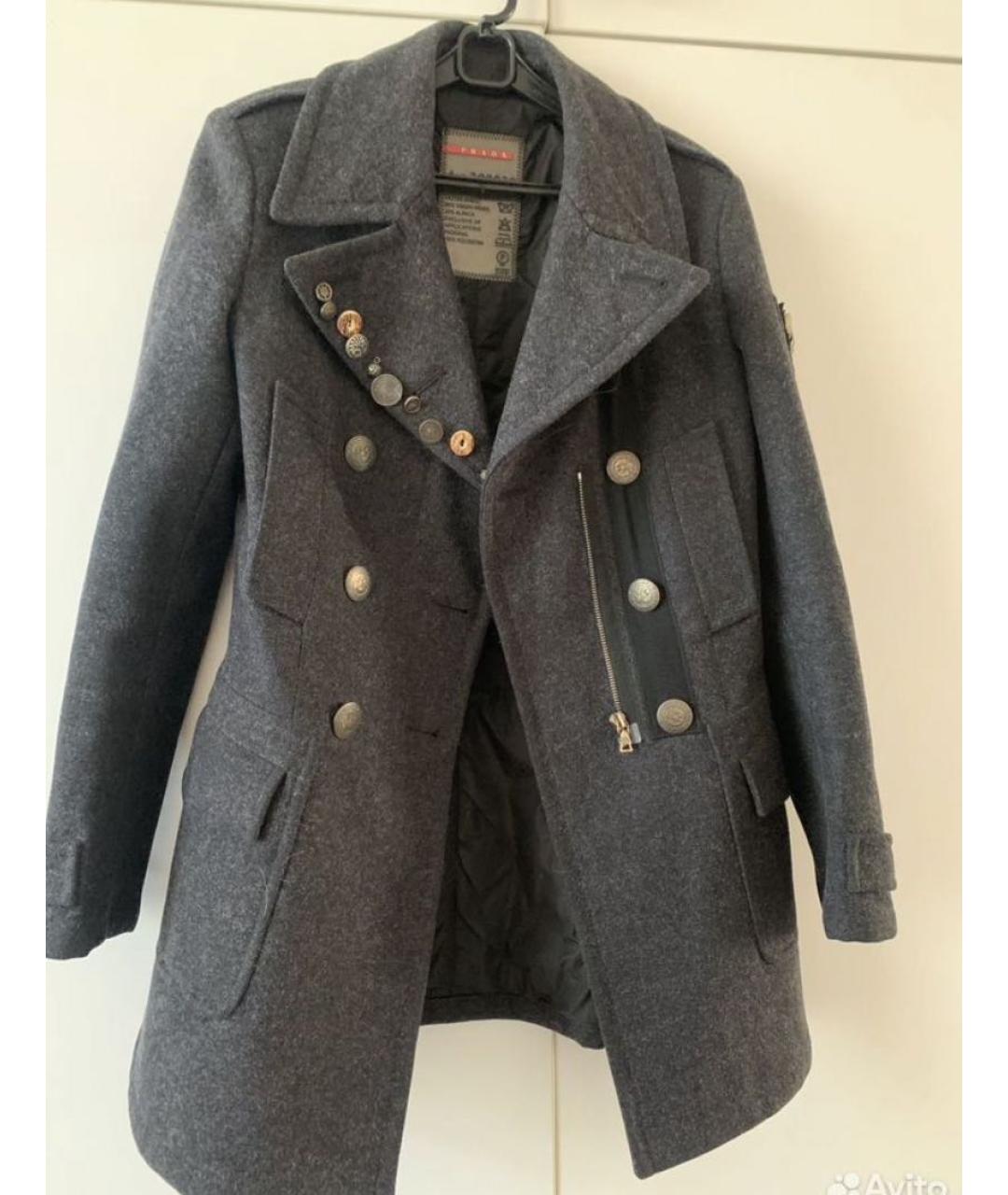 PRADA Антрацитовое шерстяное пальто, фото 3