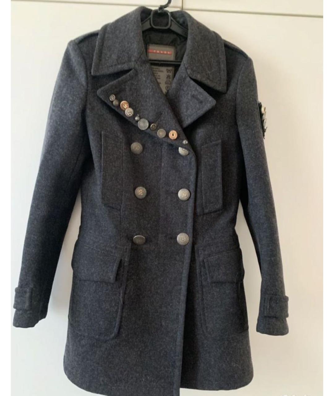 PRADA Антрацитовое шерстяное пальто, фото 9