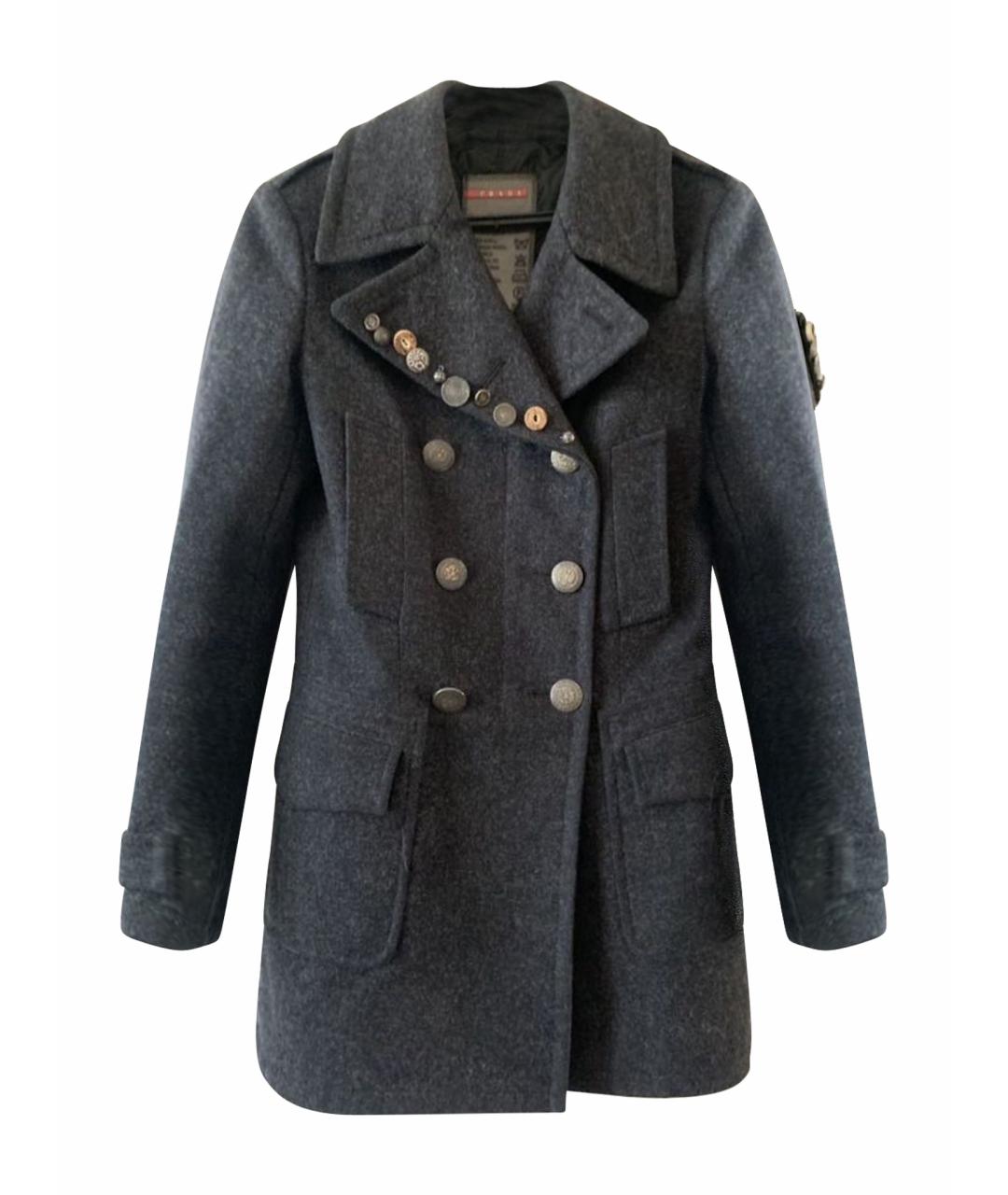 PRADA Антрацитовое шерстяное пальто, фото 1