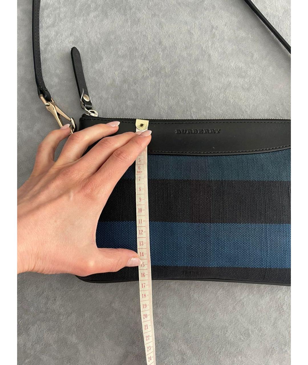 BURBERRY Темно-синяя тканевая сумка через плечо, фото 5