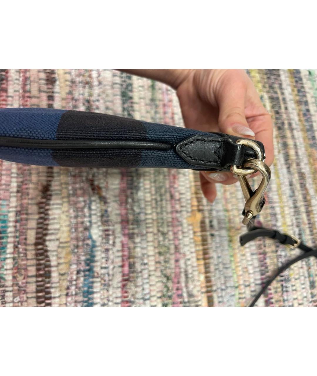 BURBERRY Темно-синяя тканевая сумка через плечо, фото 8