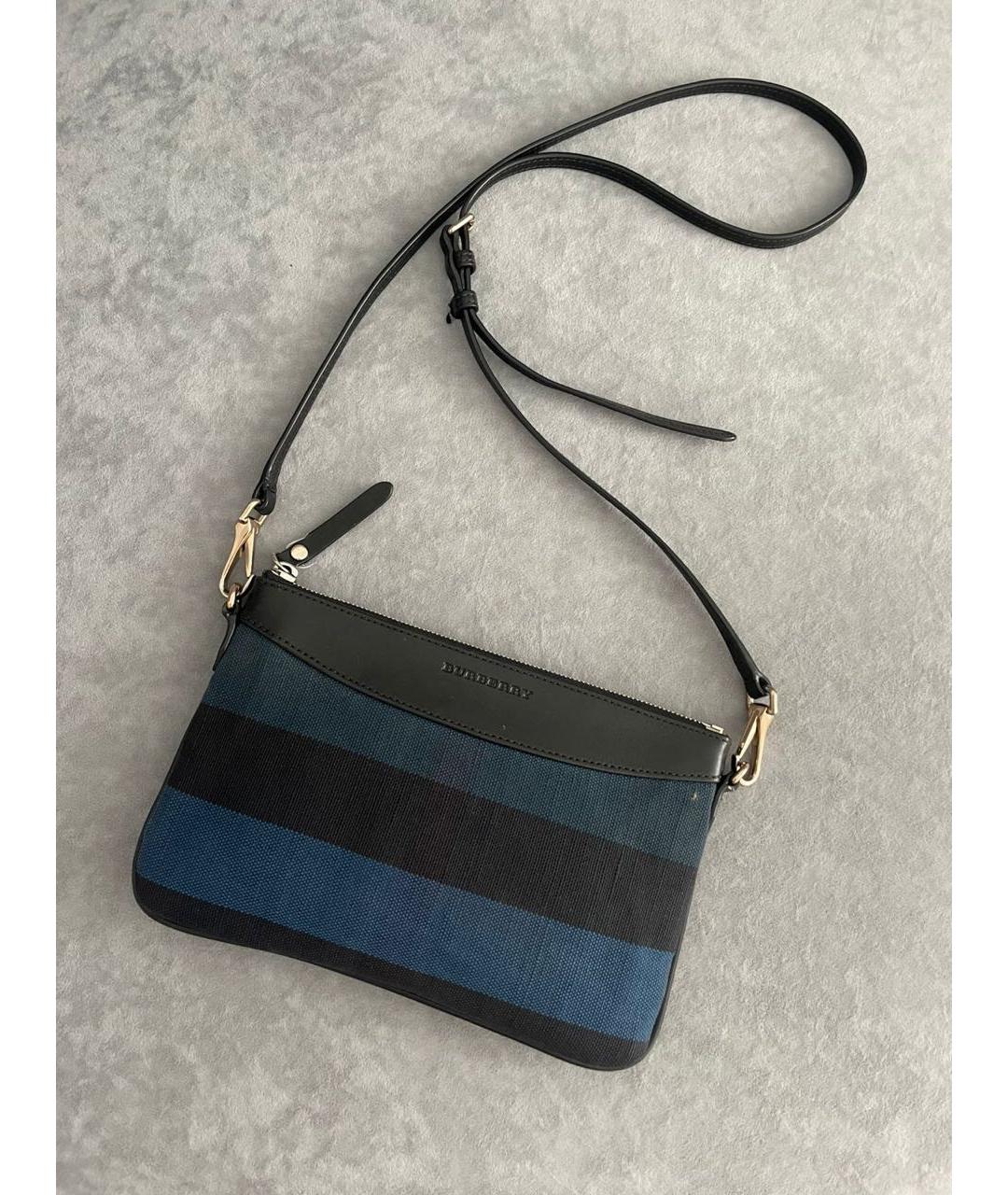 BURBERRY Темно-синяя тканевая сумка через плечо, фото 2