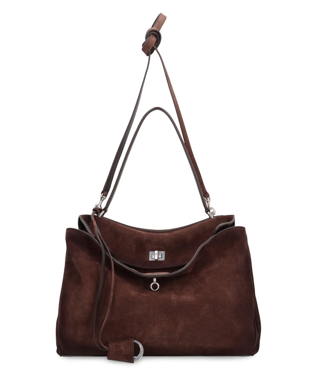 BALENCIAGA Коричневая замшевая сумка тоут, фото 5