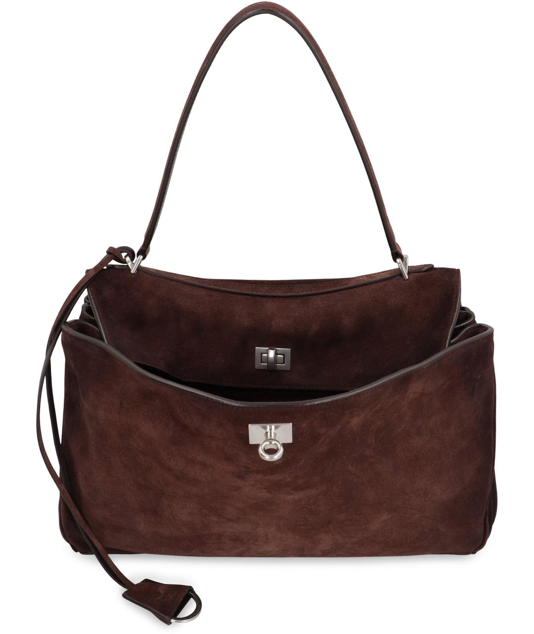 BALENCIAGA Коричневая замшевая сумка тоут, фото 6