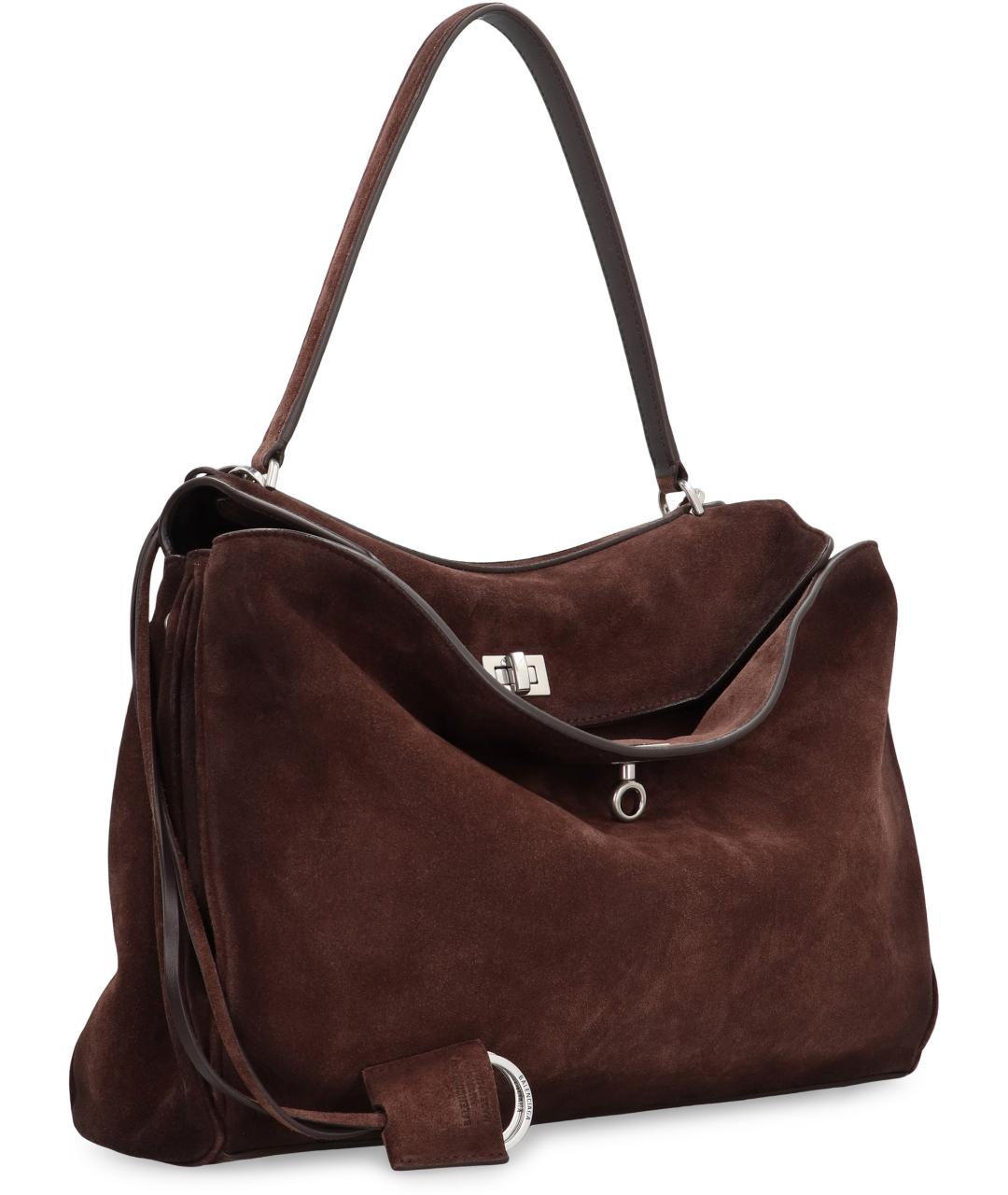 BALENCIAGA Коричневая замшевая сумка тоут, фото 3