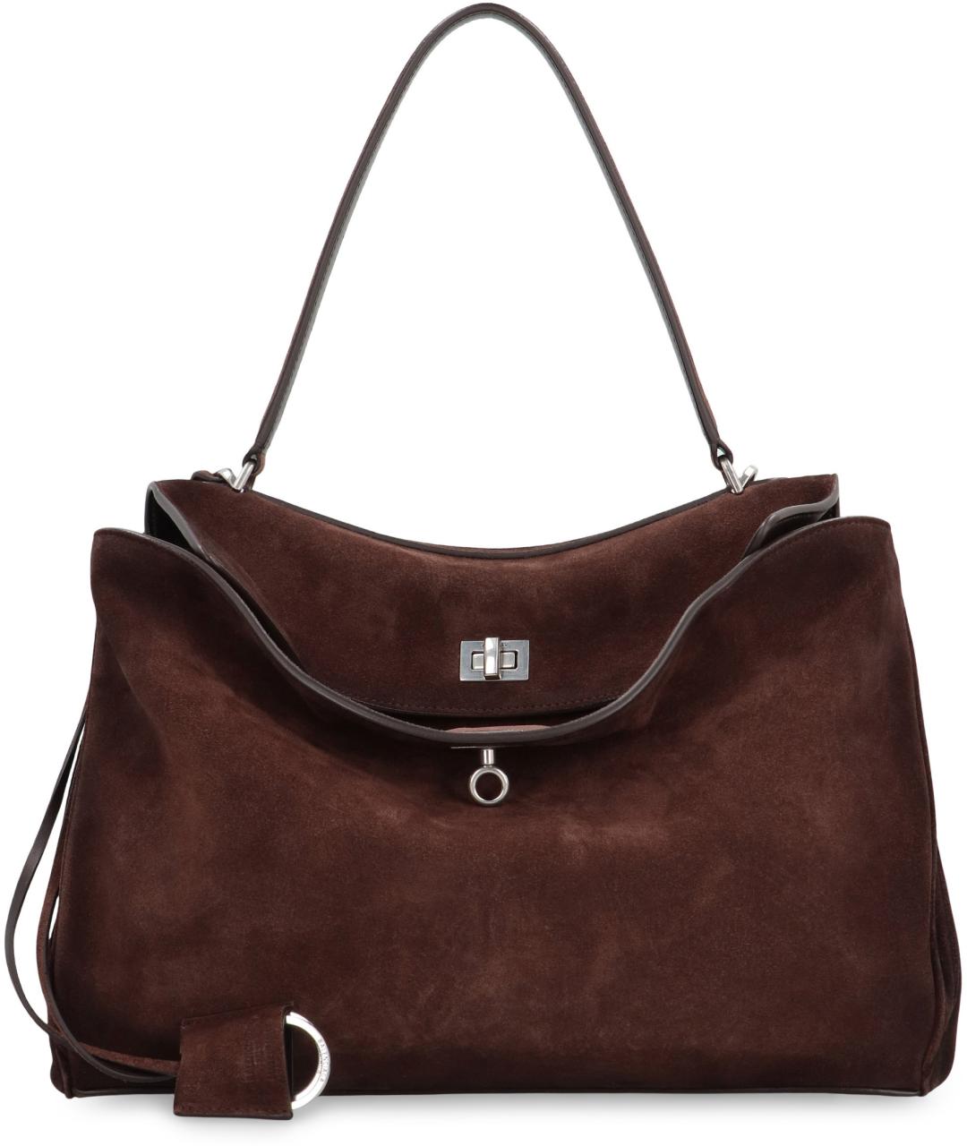 BALENCIAGA Коричневая замшевая сумка тоут, фото 2