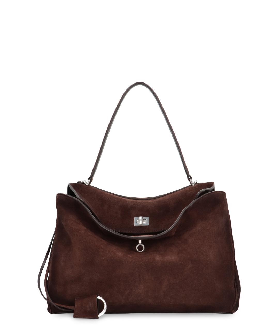 BALENCIAGA Коричневая замшевая сумка тоут, фото 1