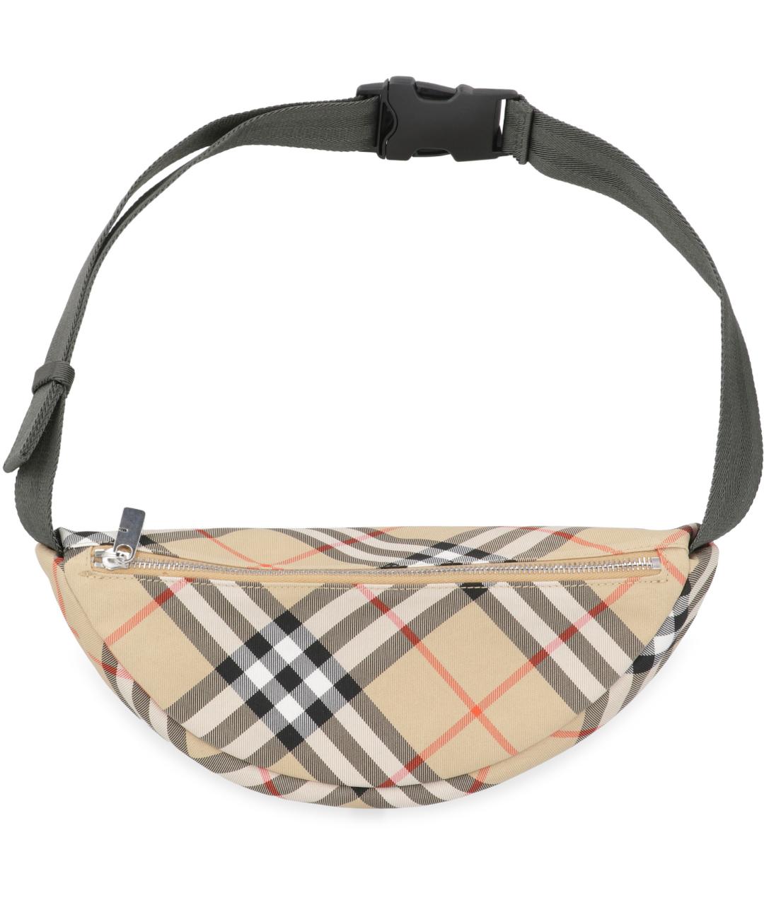 BURBERRY Бежевая синтетическая поясная сумка, фото 5