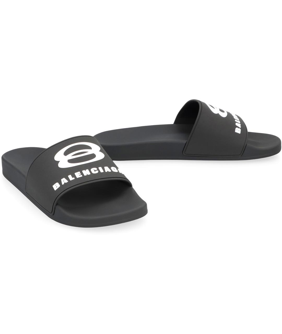 BALENCIAGA Черные резиновые шлепанцы, фото 3