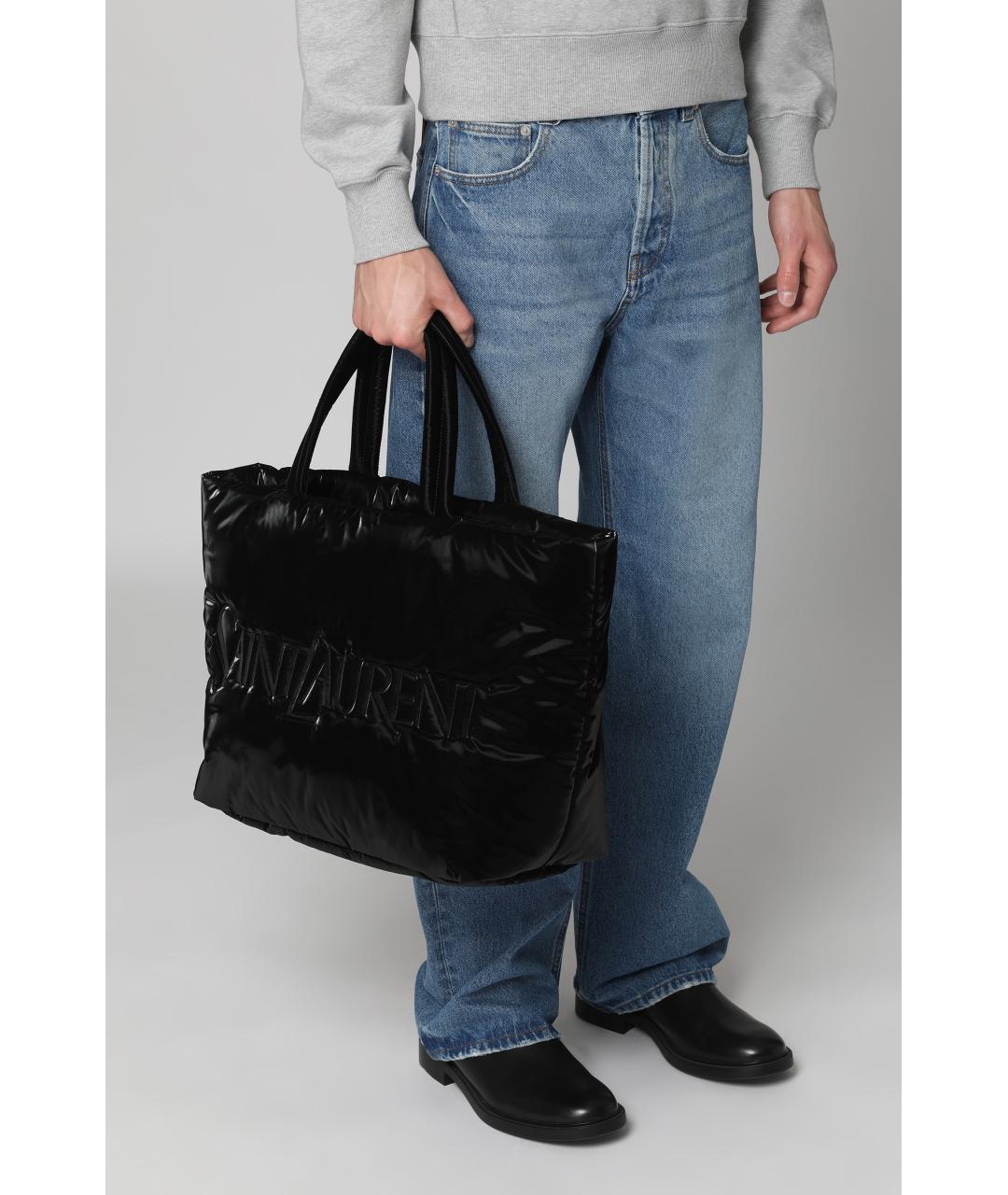SAINT LAURENT Черная синтетическая сумка тоут, фото 6