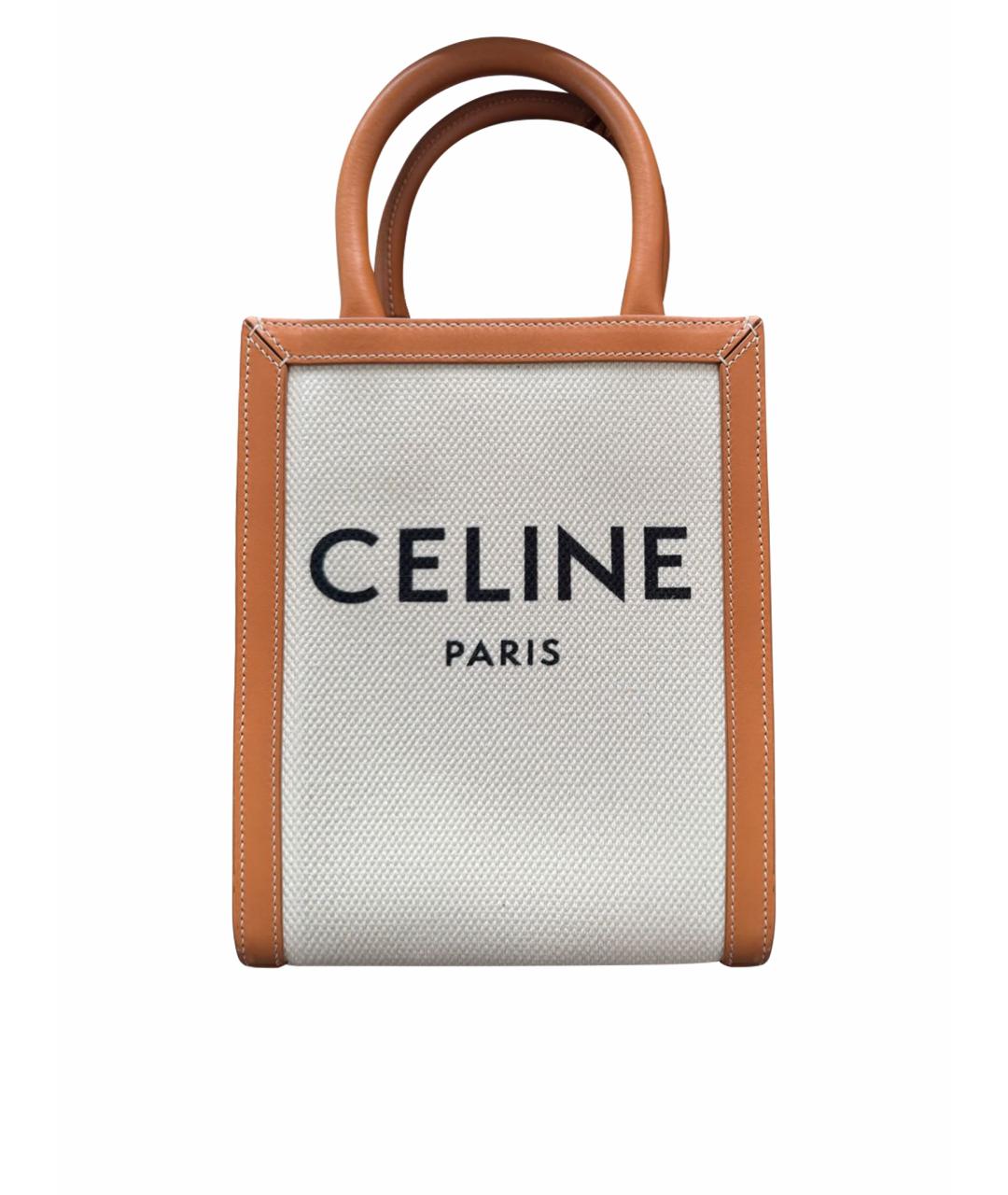 CELINE Белая кожаная сумка тоут, фото 1