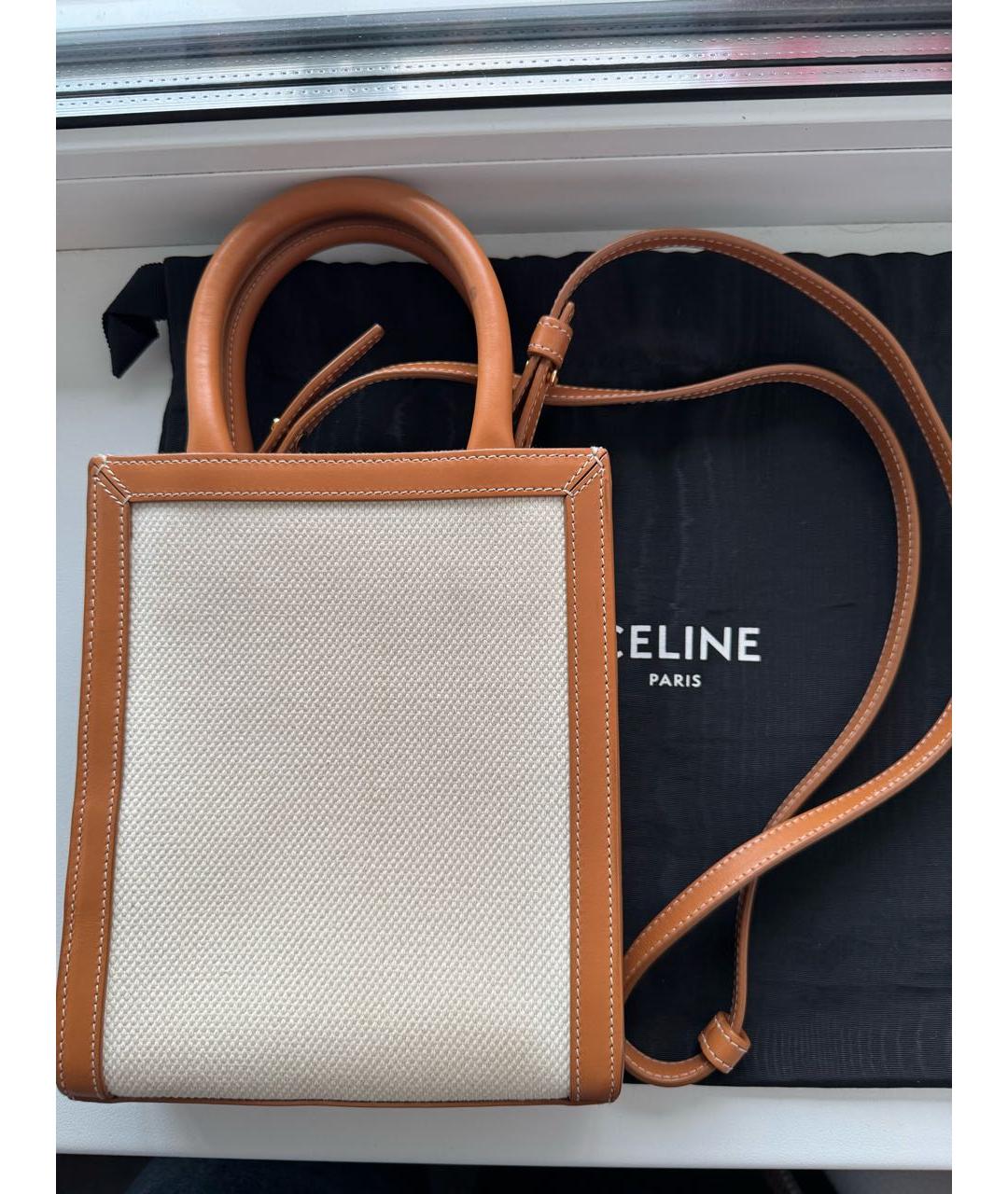 CELINE Белая кожаная сумка тоут, фото 2