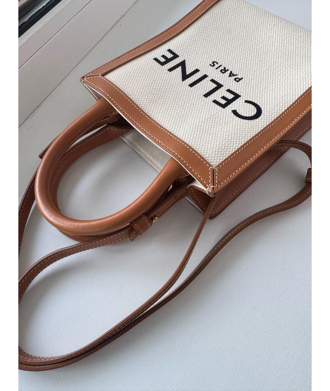 CELINE Белая кожаная сумка тоут, фото 3