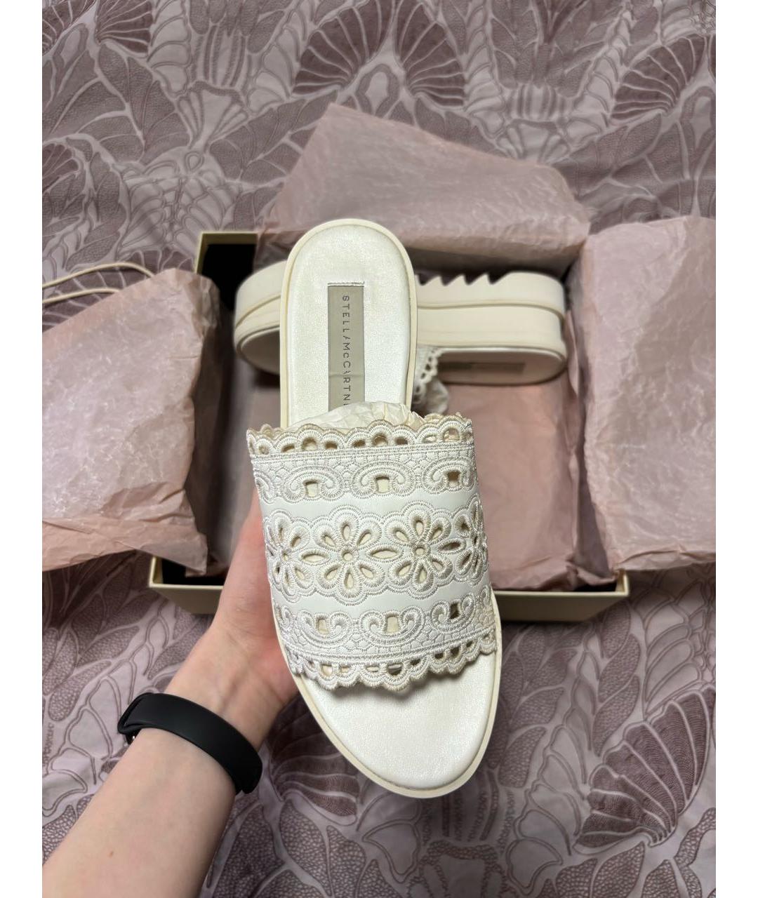 STELLA MCCARTNEY Белые текстильные босоножки, фото 4