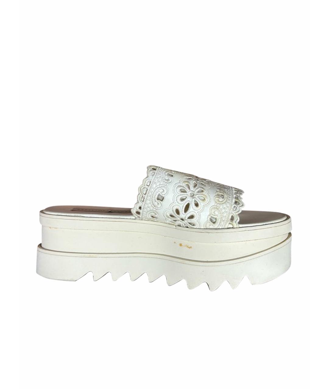 STELLA MCCARTNEY Белые текстильные босоножки, фото 1