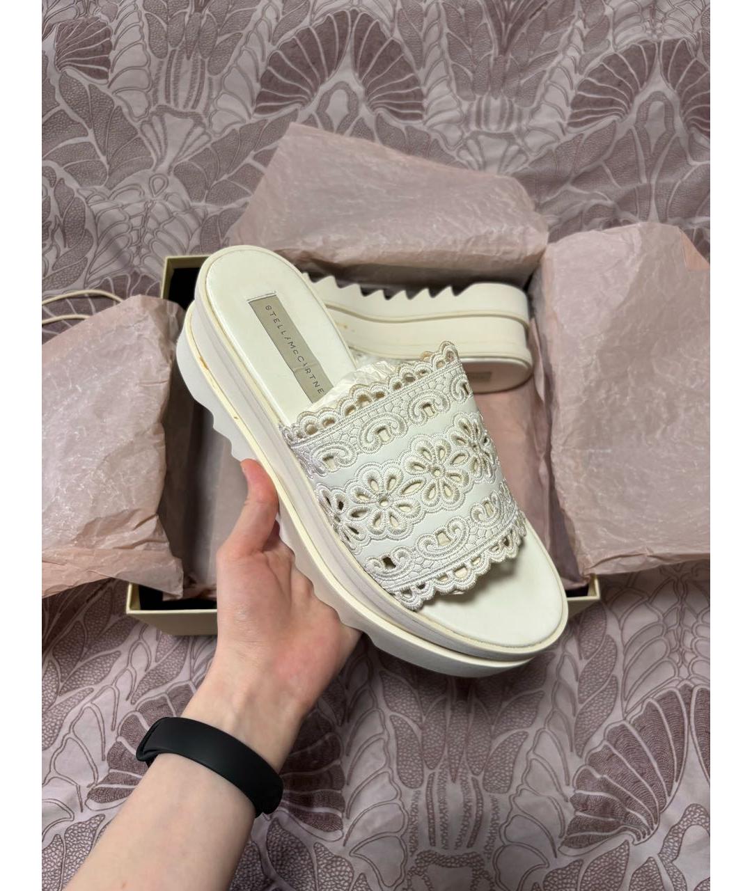 STELLA MCCARTNEY Белые текстильные босоножки, фото 2