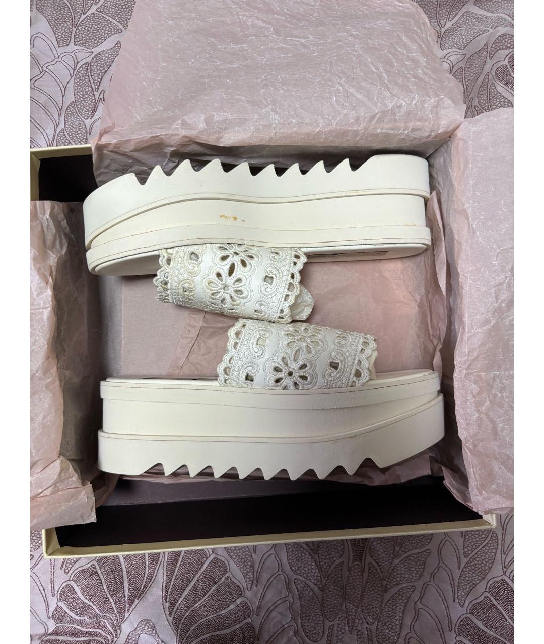 STELLA MCCARTNEY Белые текстильные босоножки, фото 7