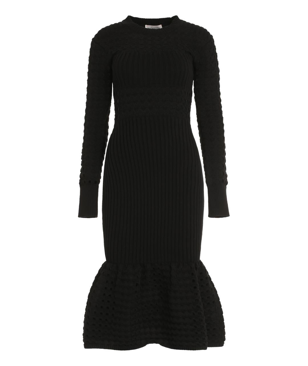 ALEXANDER MCQUEEN Черное хлопковое повседневное платье, фото 1