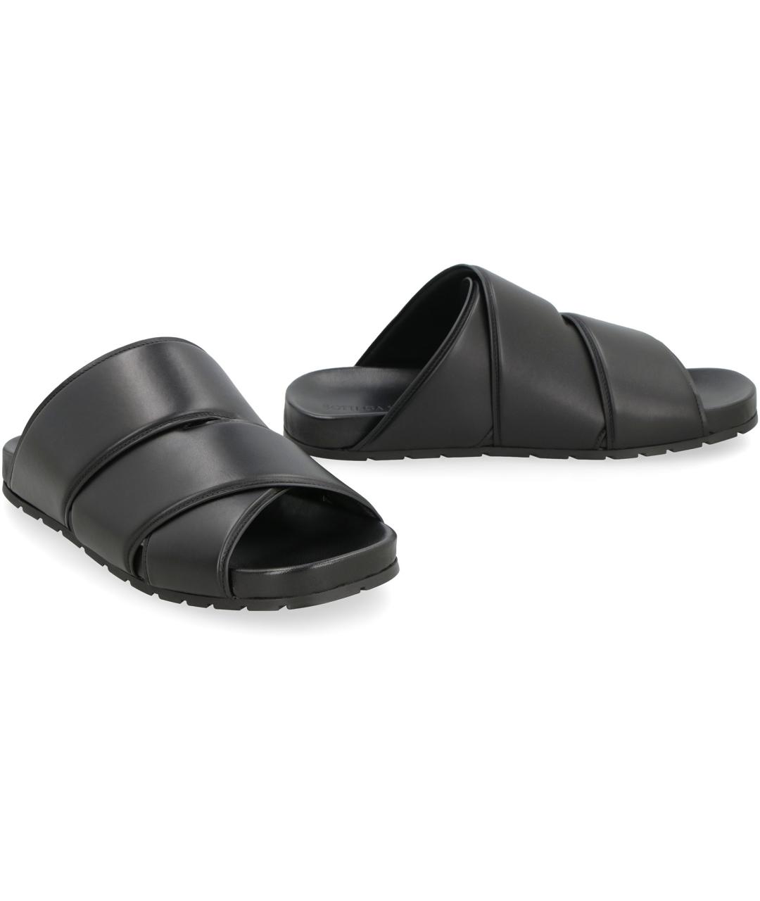 BOTTEGA VENETA Черные кожаные шлепанцы, фото 2