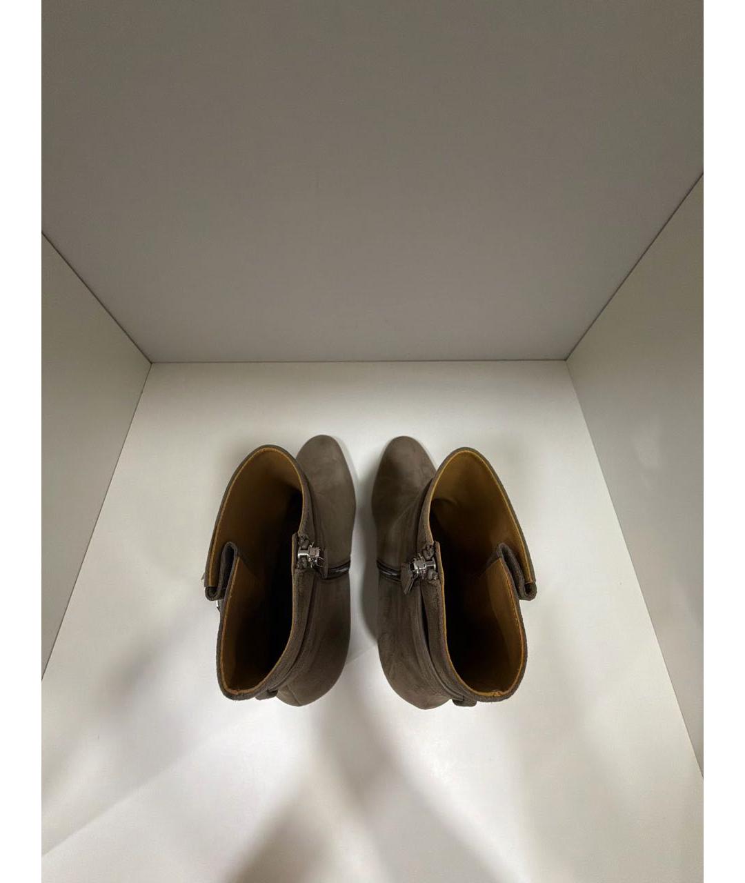 HERMES Бежевые замшевые ботильоны, фото 3