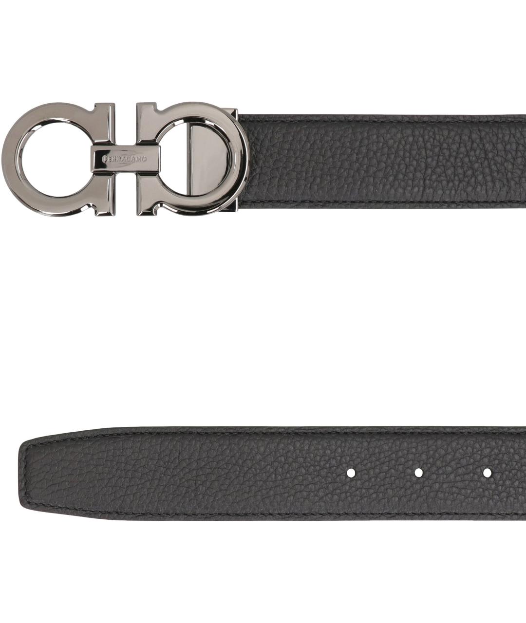 FERRAGAMO Черный кожаный ремень, фото 3