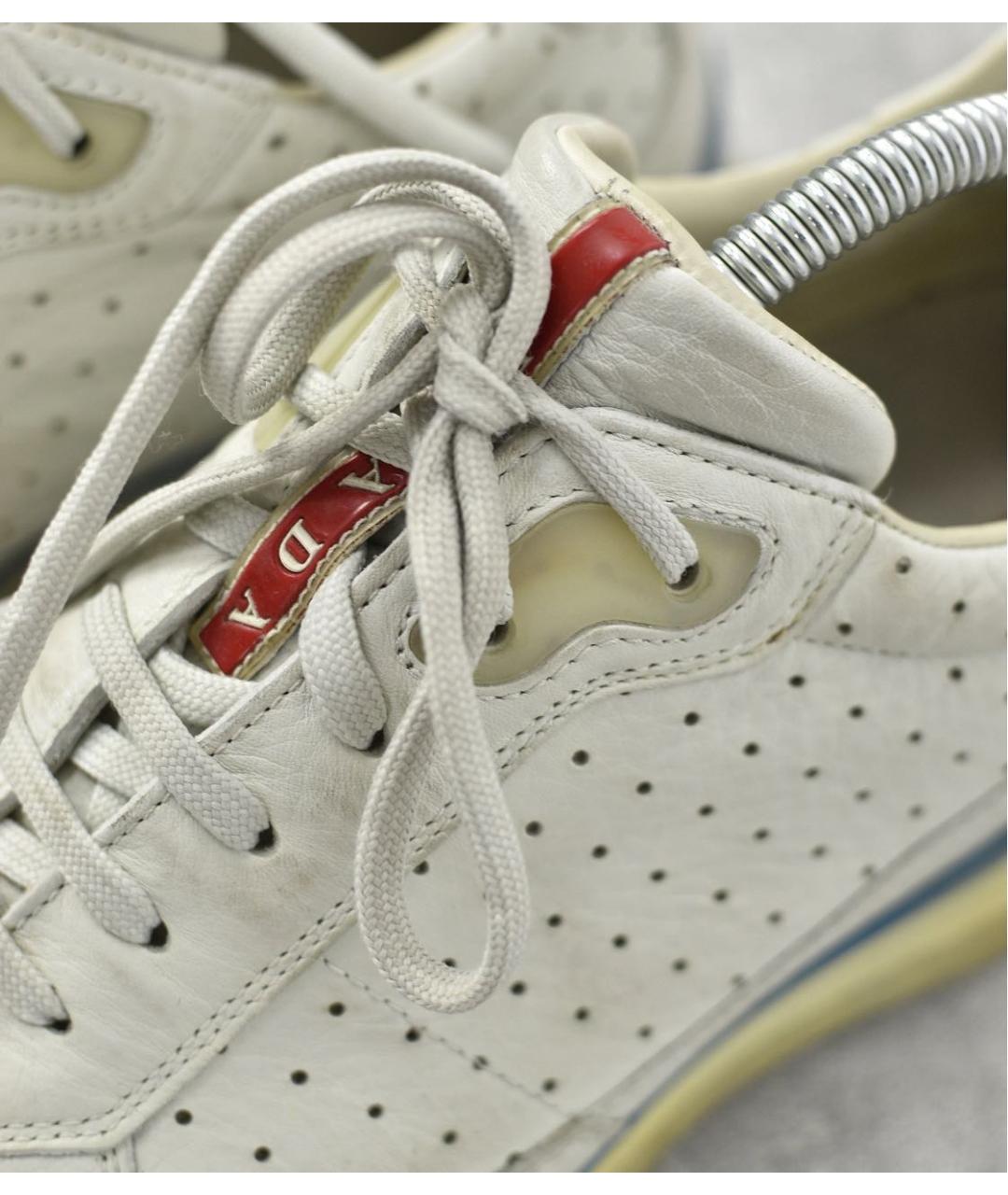 PRADA Белые кожаные кроссовки, фото 5