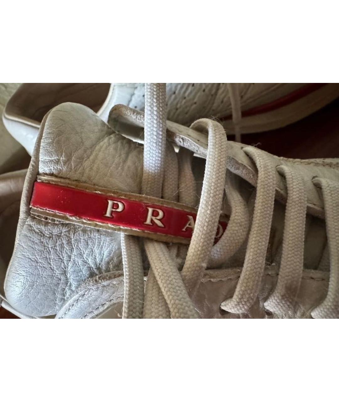 PRADA Белые кожаные кроссовки, фото 4