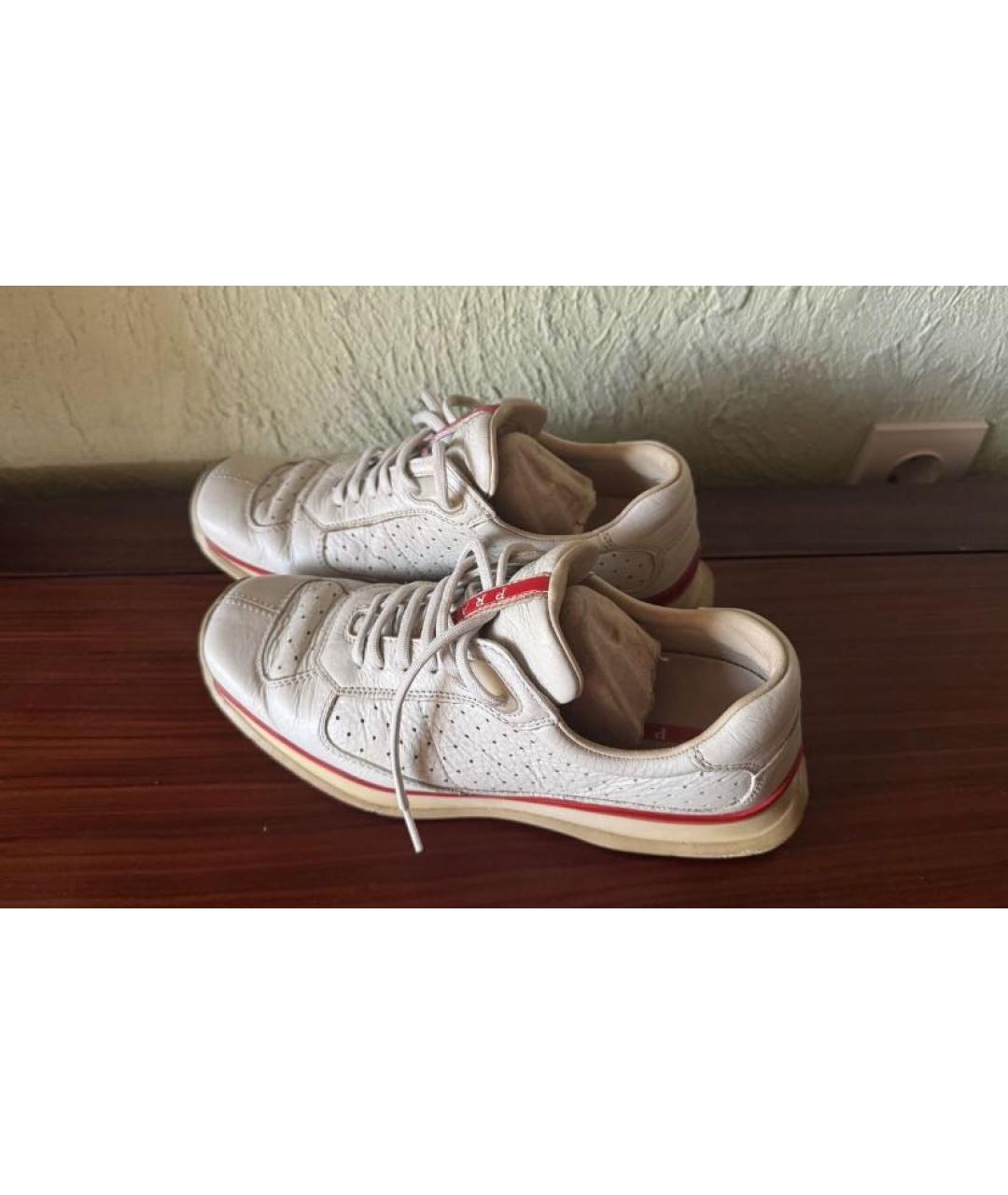 PRADA Белые кожаные кроссовки, фото 6